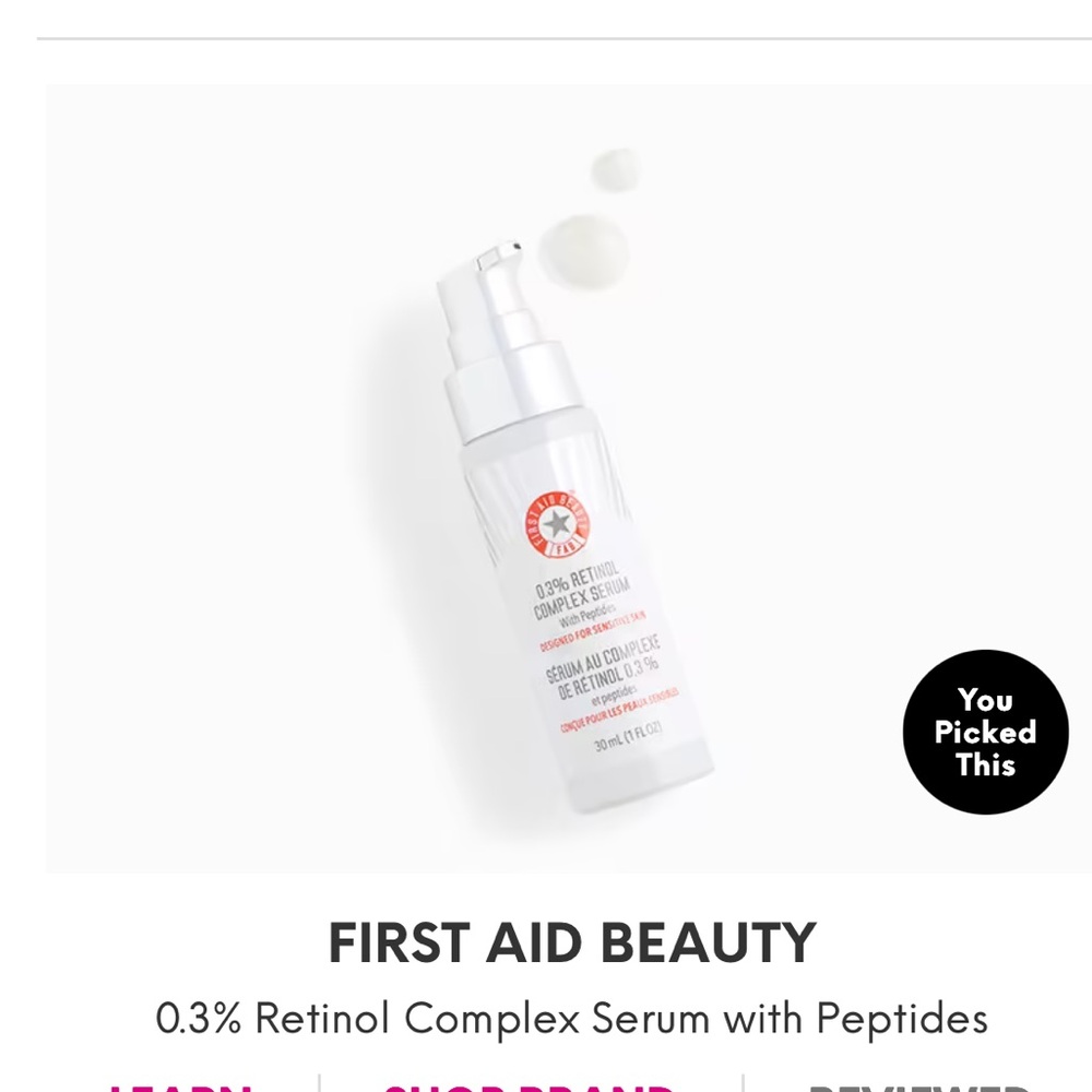 First Aid Beauty 0.3% Retinol Complex Serum with Peptides
